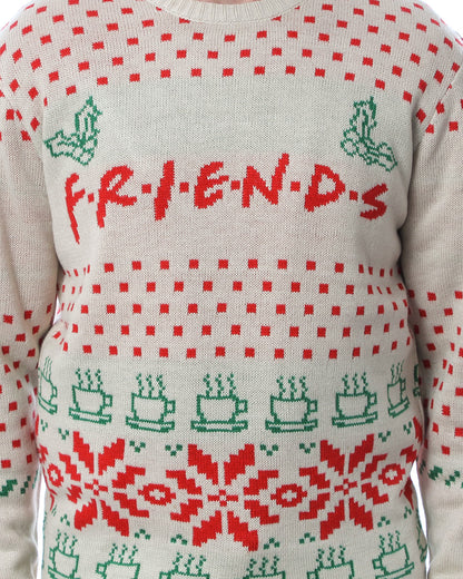 Friends TV Series Men's Logo and Coffee Mugs Ugly Holiday Christmas Sweater