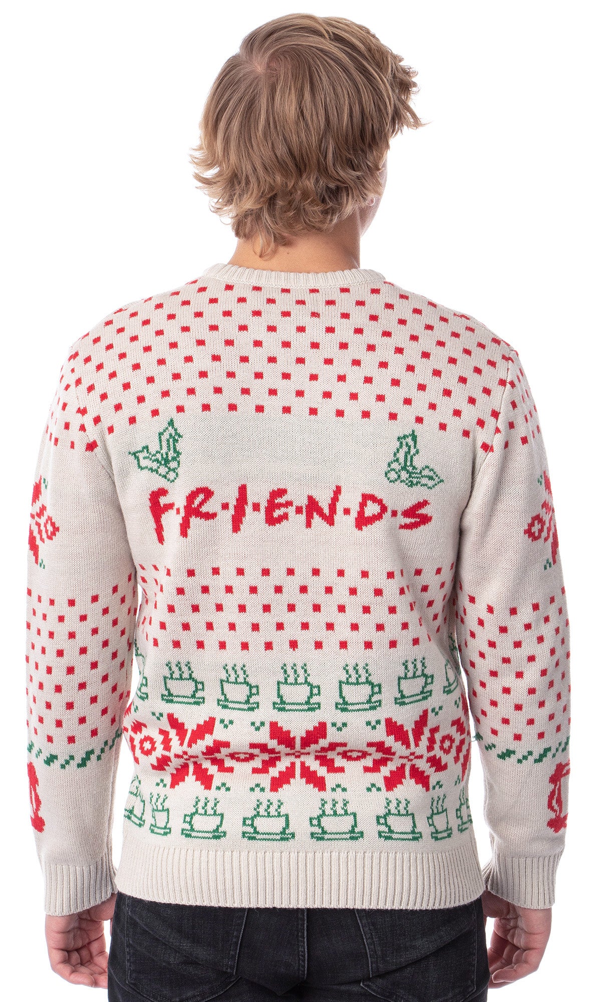 Friends TV Series Men's Logo and Coffee Mugs Ugly Holiday Christmas Sweater