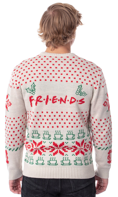 Friends TV Series Men's Logo and Coffee Mugs Ugly Holiday Christmas Sweater