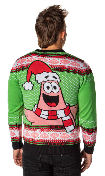 SpongeBob SquarePants Men's Patrick Star Ugly Sweater Button-Up Knit Cardigan