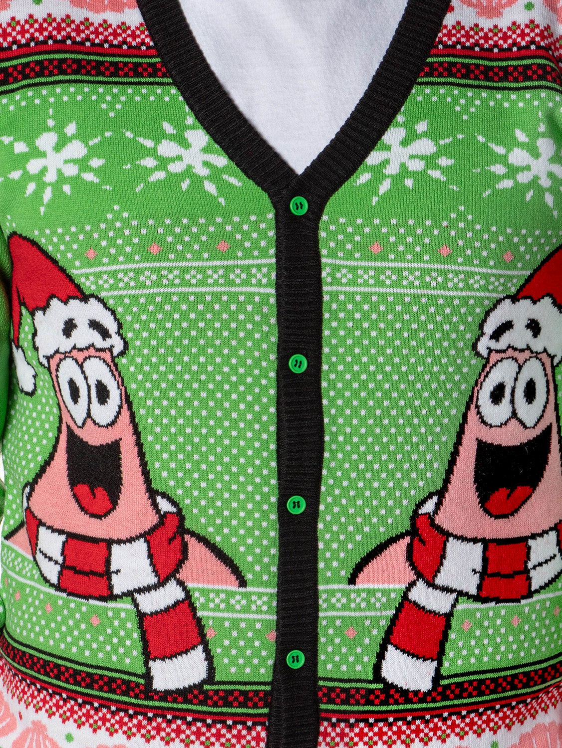 SpongeBob SquarePants Men's Patrick Star Ugly Sweater Button-Up Knit Cardigan