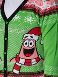SpongeBob SquarePants Men's Patrick Star Ugly Sweater Button-Up Knit Cardigan