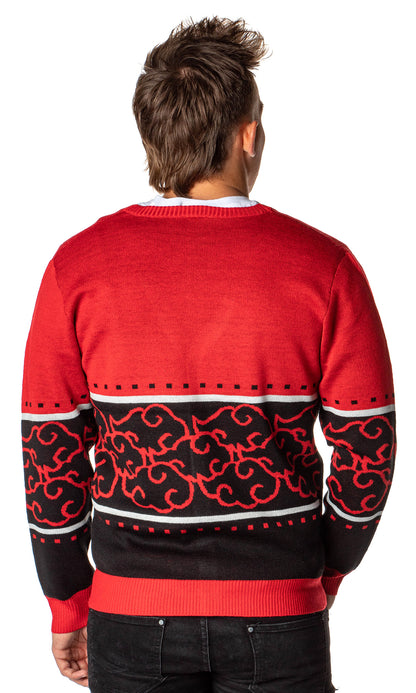 Naruto Shippuden Men's Akatsuki Red Cloud Ugly Sweater for Christmas Cardigan
