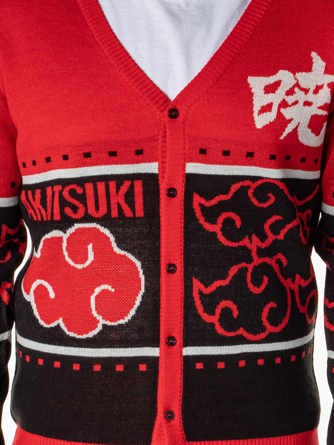 Naruto Shippuden Men's Akatsuki Red Cloud Ugly Sweater for Christmas Cardigan
