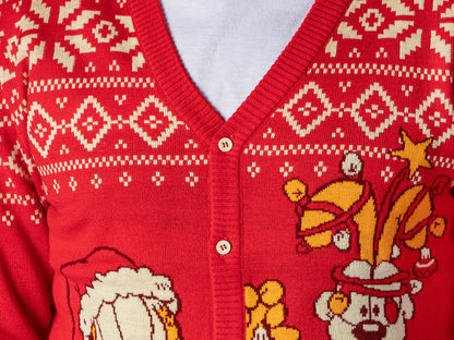 Garfield Men's Odie and Garfield Ugly Sweater Button-Up Knit Cardigan