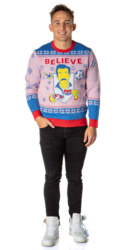 Ted Lasso Men's Believe Fair Isle Ugly Sweater for Christmas Knit Pullover