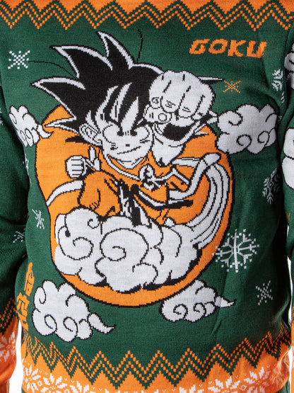 Dragon Ball Z Men's Kid Goku On Cloud Nimbus Ugly Sweater for Christmas Pullover