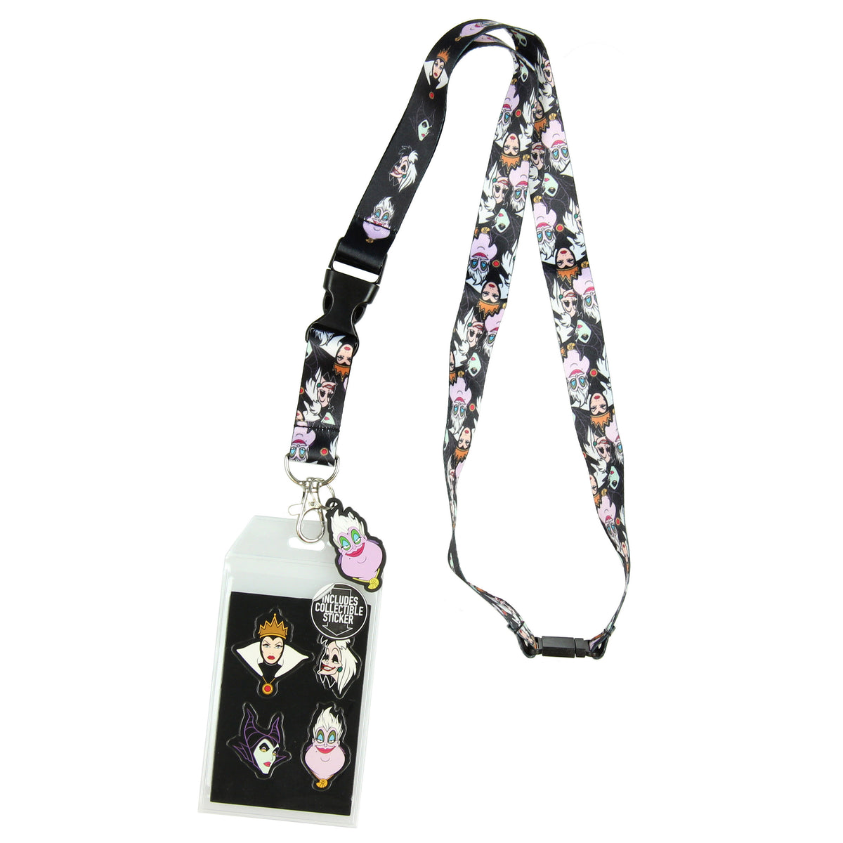Disney Villains Line Up Collage Lanyard with ID Holder and Ursula Charm