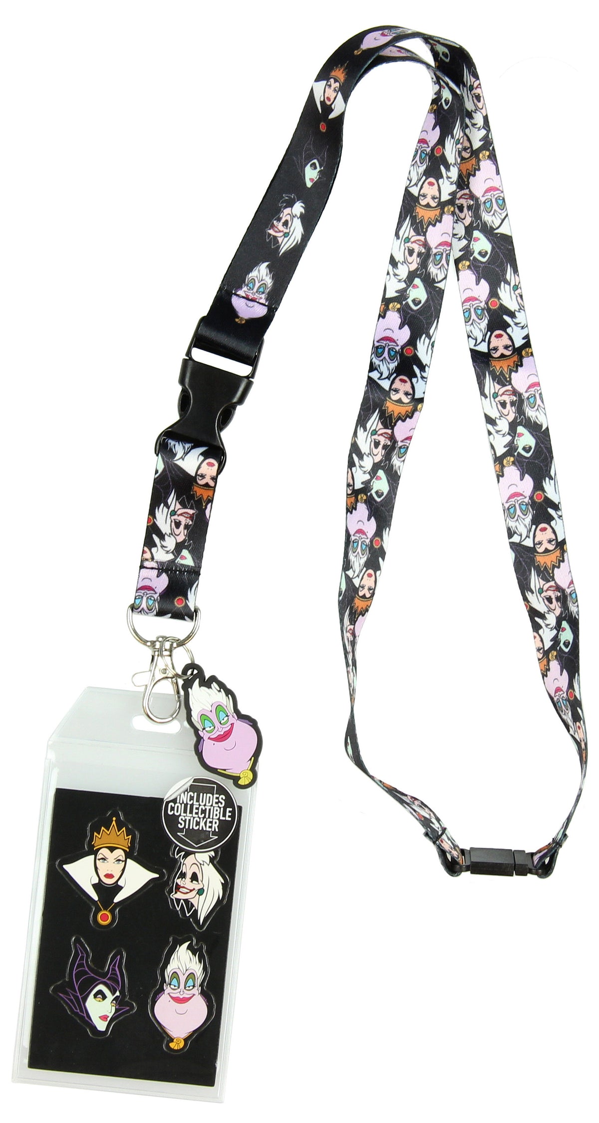 Disney Villains Line Up Collage Lanyard with ID Holder and Ursula Charm