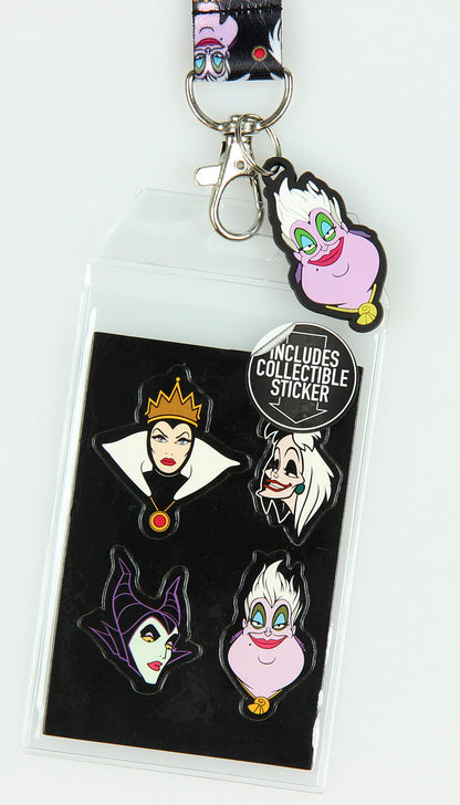 Disney Villains Line Up Collage Lanyard with ID Holder and Ursula Charm