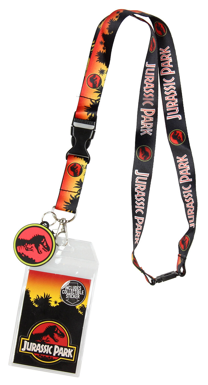 Jurassic Park Logo Lanyard Keychain ID Holder Logo Charm and Sticker