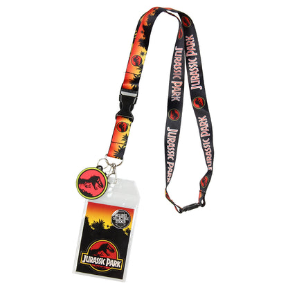 Jurassic Park Logo Lanyard Keychain ID Holder Logo Charm and Sticker