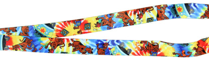 Scooby Doo Tie Dye Lanyard Keychain ID Holder Mystery Machine Charm and Sticker