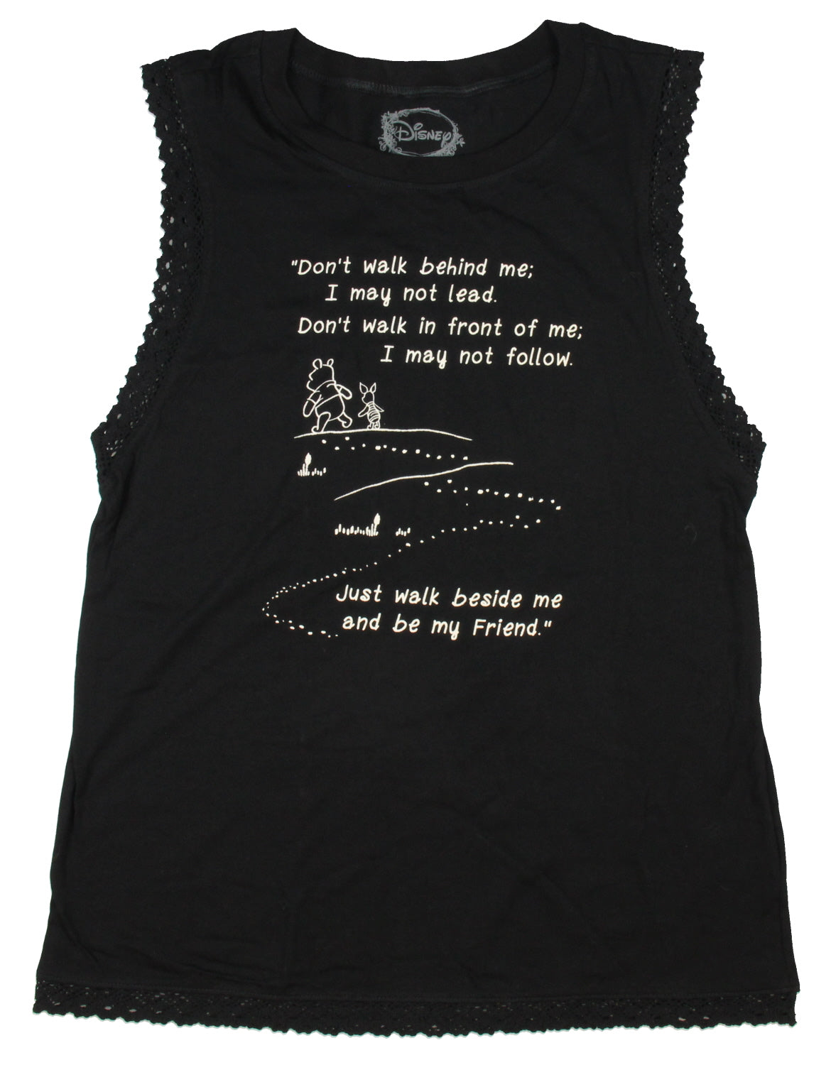 Disney Winnie The Pooh Walk Beside Me Be My Friend Junior's Muscle Shirt