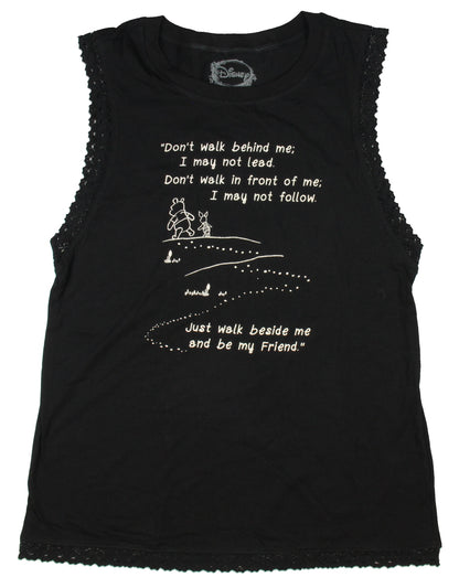 Disney Winnie The Pooh Walk Beside Me Be My Friend Junior's Muscle Shirt
