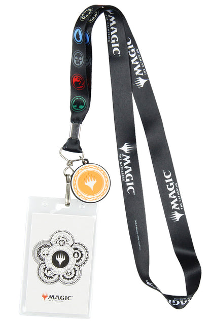 Magic The Gathering Mana Symbols ID Badge Holder Lanyard w/ Rubber Pendant