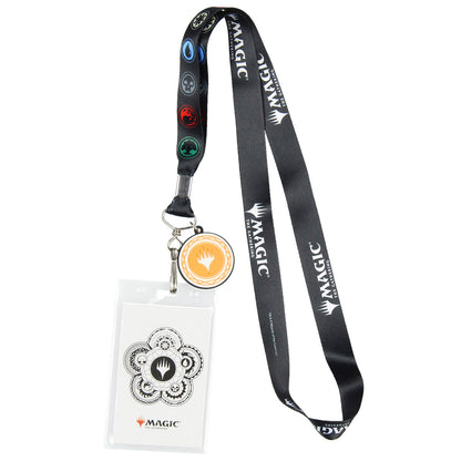 Magic The Gathering Mana Symbols ID Badge Holder Lanyard w/ Rubber Pendant