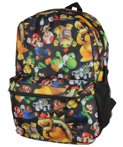 Nintendo Super Mario Bros.Backpack All Over Character Print 16" Kids School Bag