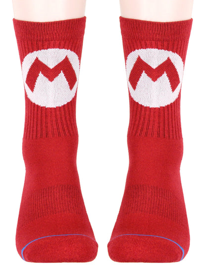 Nintendo Super Mario Adult Mario And Luigi Character Costume 2 Pair Crew Socks
