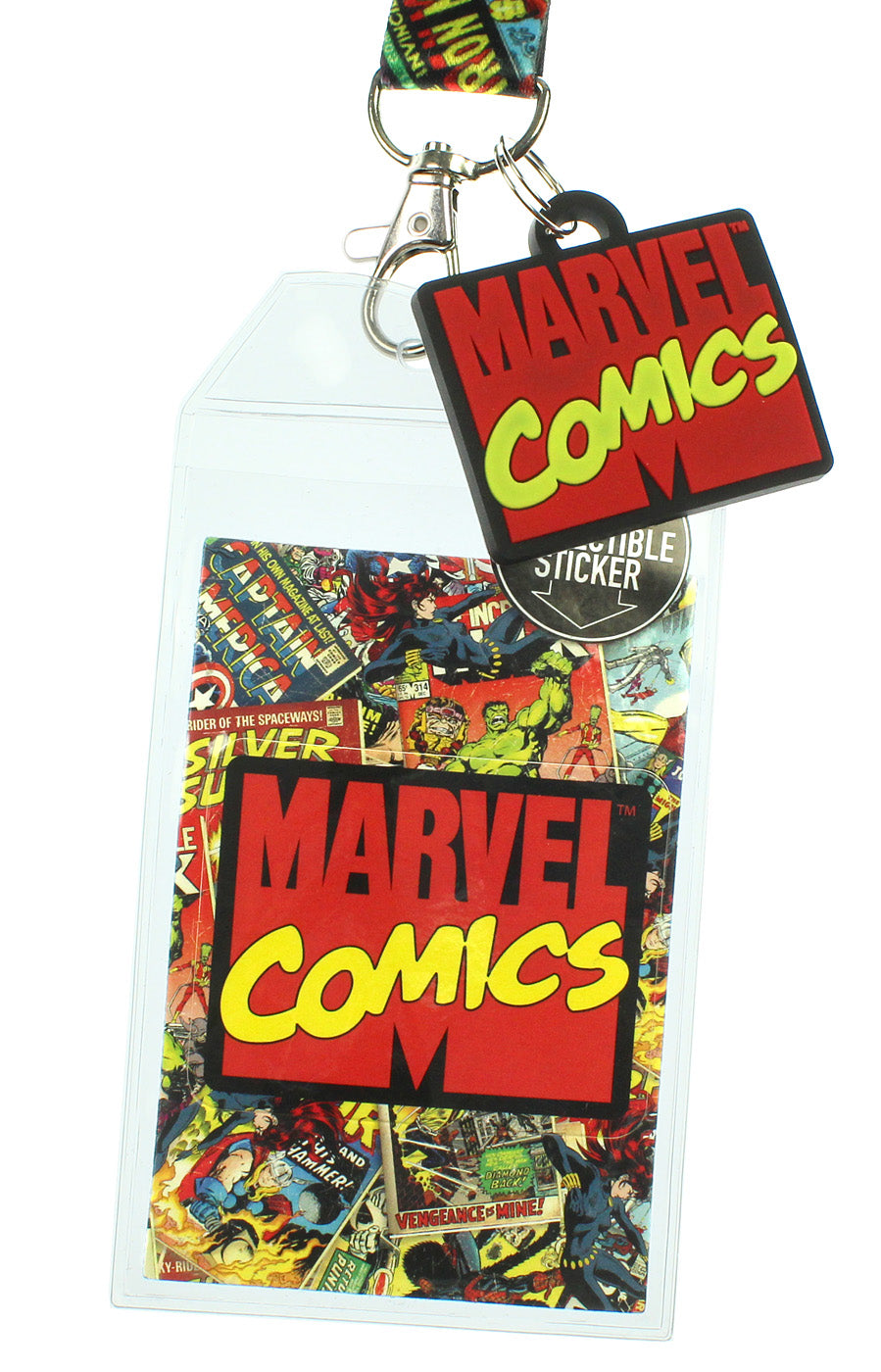 Marvel Comics Page ID Lanyard Badge Holder With 1.5" Charm Pendant