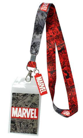 Marvel Lanyard ID Badge Holder And 2" Rubber Charm Pendant With Raised Script