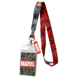 Marvel Lanyard ID Badge Holder And 2" Rubber Charm Pendant With Raised Script