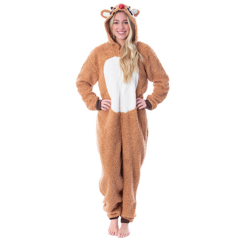 Rudolph The Red Nosed Reindeer Unisex Adult Fleece Union Suit Pajama Sleepwear