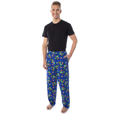 Seven Times Six Disney Mickey Mouse Men's Plaid Minky Plush Fleece Pajama  Pants