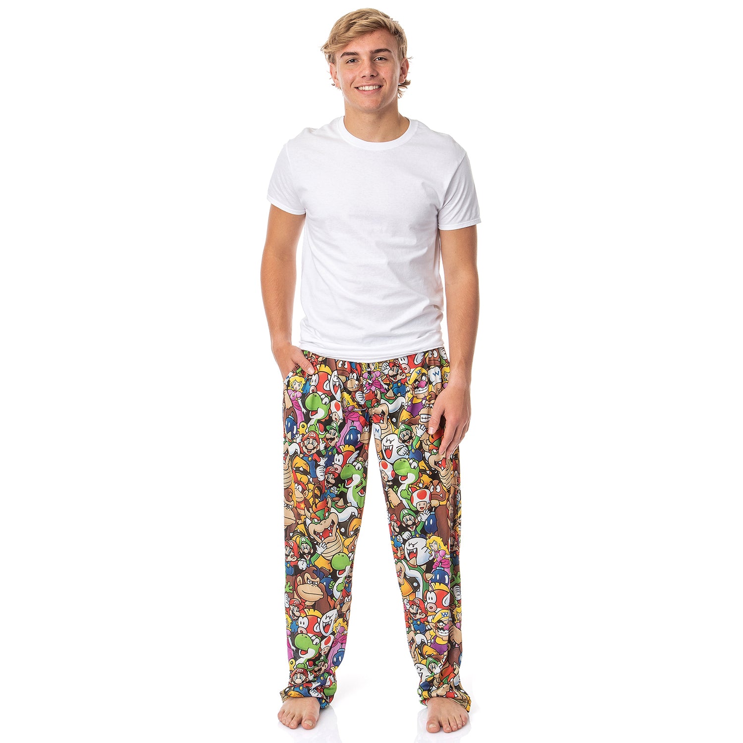 Nintendo Super Mario Pajama Pants Men's Character Collage Loungewear