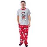 Disney Mickey Mouse Men's Santa Mickey Pajama Sleep Set Shirt Pants and Socks