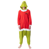 Unisex Adult The Grinch Santa Hooded Costume Union Suit One-Piece Pajama