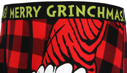 Dr. Seuss Merry Grinchmas Grinch Santa Buffalo Plaid Boxer Briefs Underwear