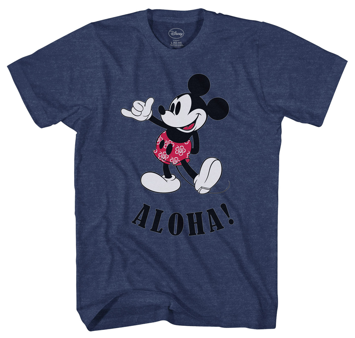 Disney Mickey Mouse Hawaii Aloha Mickey Men's T-Shirt (Small) Navy Heather