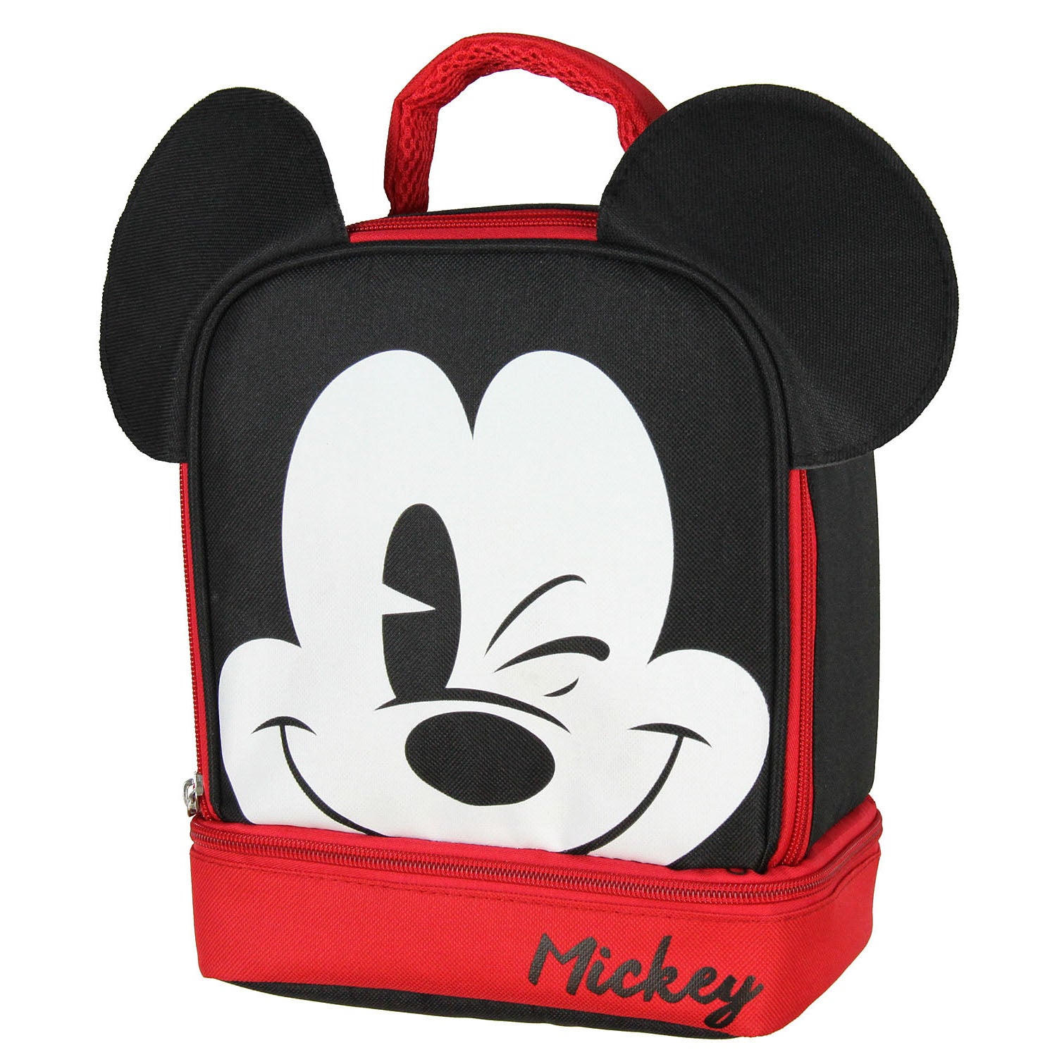 Mickey Mouse Dual Compartment 3D Ears Winking Mickey Insulated Lunch Box 10"
