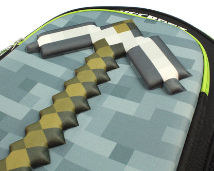 Minecraft Backpack Kids 16" 3D Molded Pickaxe Childrens School Bag