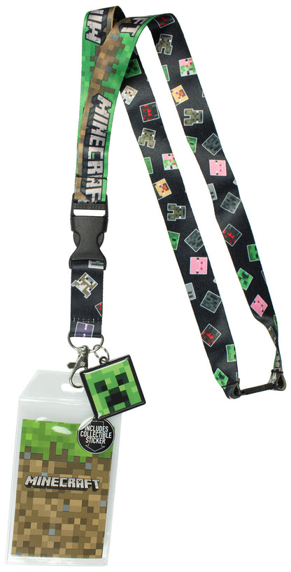 Minecraft ID Lanyard Badge Holder Classic Logo With Metal Charm Pendant
