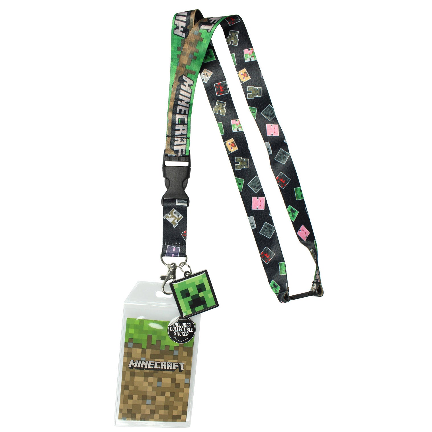 Minecraft ID Lanyard Badge Holder Classic Logo With Metal Charm Pendant