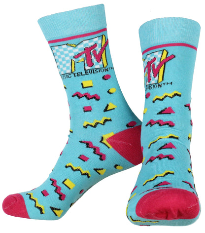 MTV Music Television Logo Adult Unisex 2 Pack Crew Socks