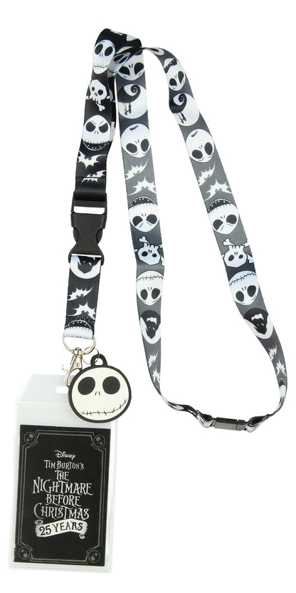 Nightmare Before Christmas Jack ID Lanyard Badge Holder With 1.5" Charm Pendant - Seven Times Six