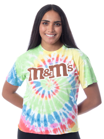 M&M's Women's Mars Candy Chocolate M and M Spiral Tie-Dye Girls T-Shirt