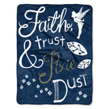 Disney Tinkerbell Faith, Trust And Pixie Dust Fleece Super Plush Throw Blanket 46" x 60" (117cm x 152cm)