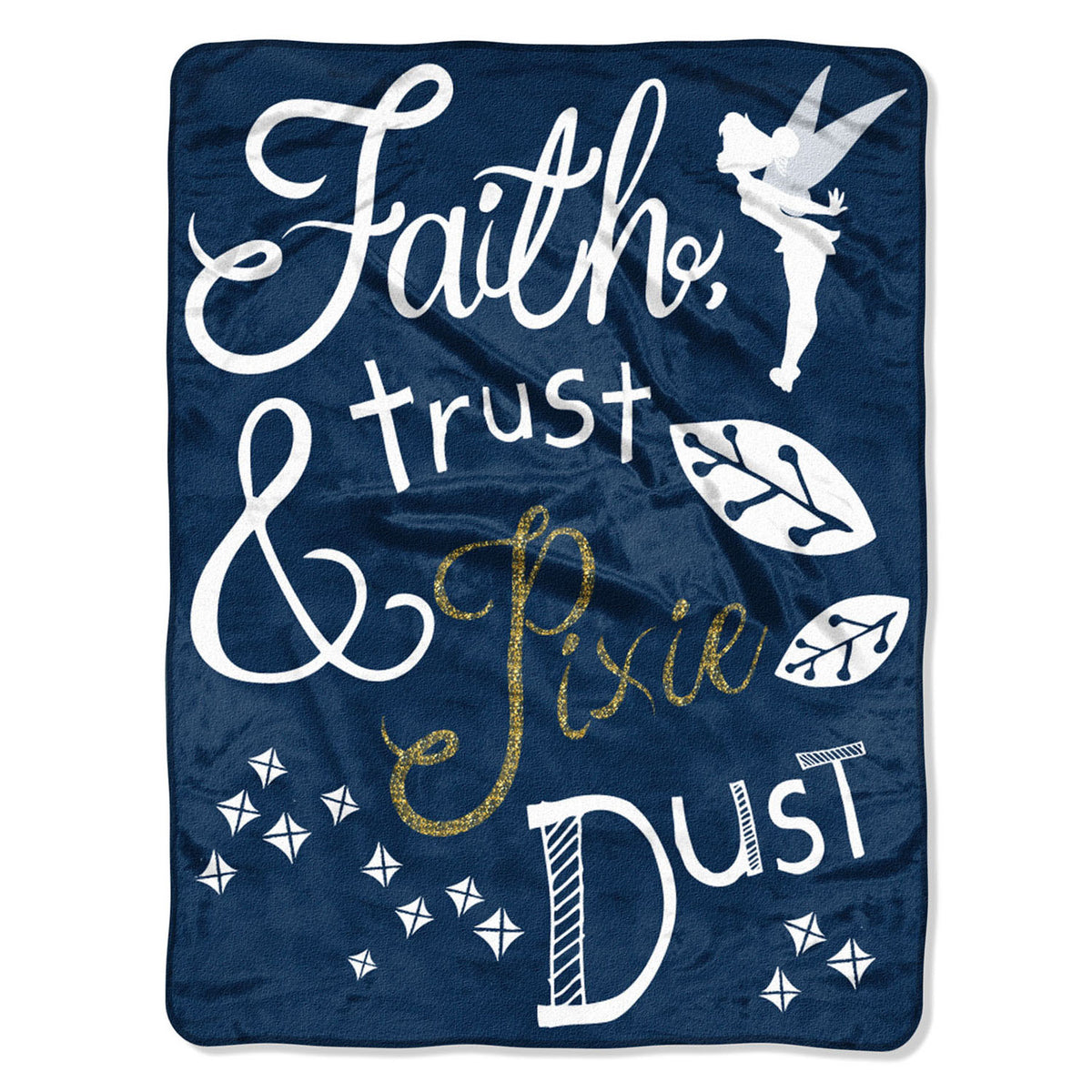 Disney Tinkerbell Faith, Trust And Pixie Dust Fleece Super Plush Throw Blanket 46" x 60" (117cm x 152cm)