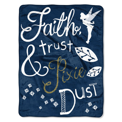 Disney Tinkerbell Faith, Trust And Pixie Dust Fleece Super Plush Throw Blanket 46" x 60" (117cm x 152cm)
