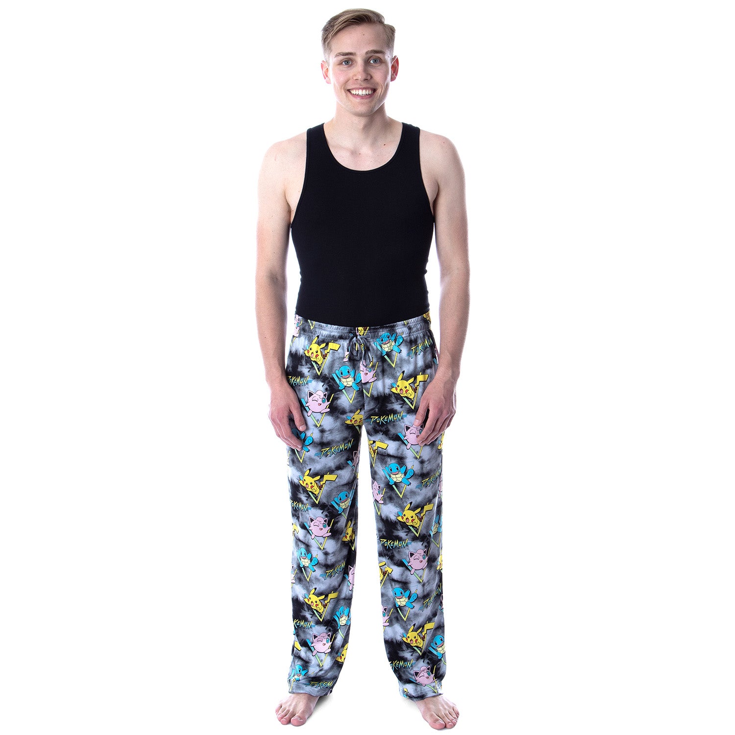 Pokemon Men's Pikachu Squirtle and Jigglypuff Tie Dye Sleep Pajama Pants
