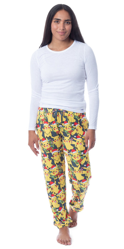 Pokemon Mens' Pikachu Christmas Santa Toss Print Sleep Pajama Jogger Pants