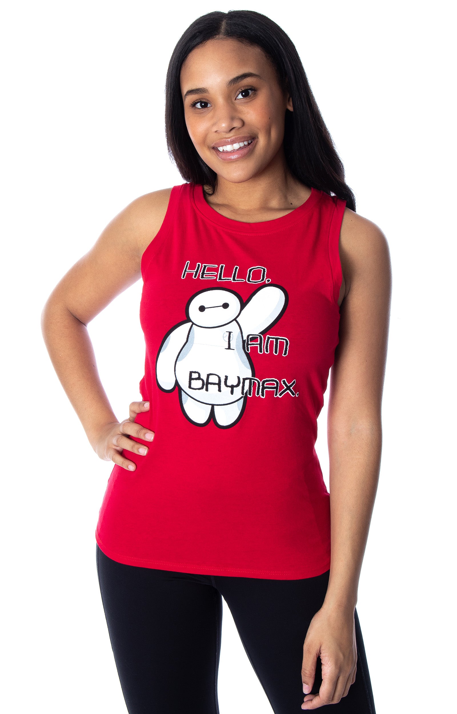Disney Women's Juniors Big Hero 6 Hello I'm Baymax Muscle Tank Top