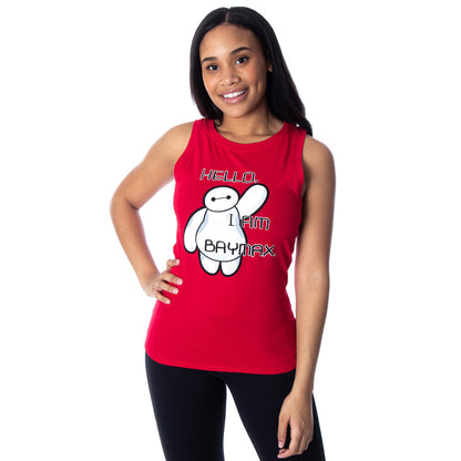 Disney Women's Juniors Big Hero 6 Hello I'm Baymax Muscle Tank Top