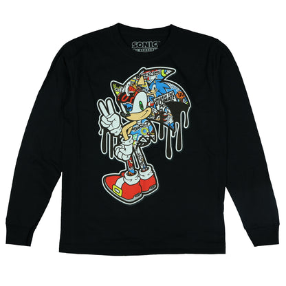 Sonic the Hedgehog T-Shirt Big Boys' Character Outline Collage Fill  Tee