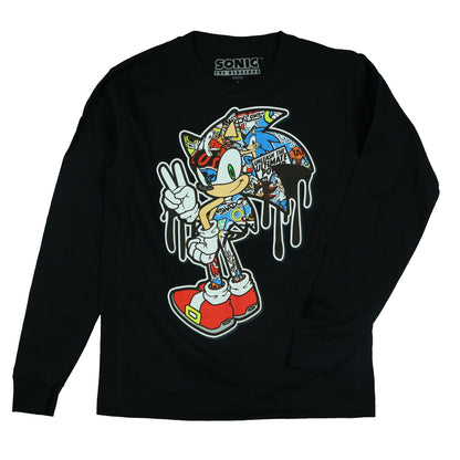 Sonic the Hedgehog T-Shirt Big Boys' Character Outline Collage Fill  Tee