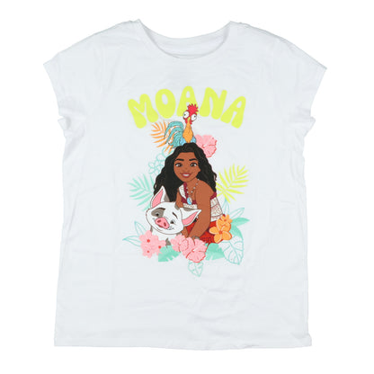 Disney Moana 2 Girls' T-Shirt Hei Hei and Pua Floral Design Tee (XS)